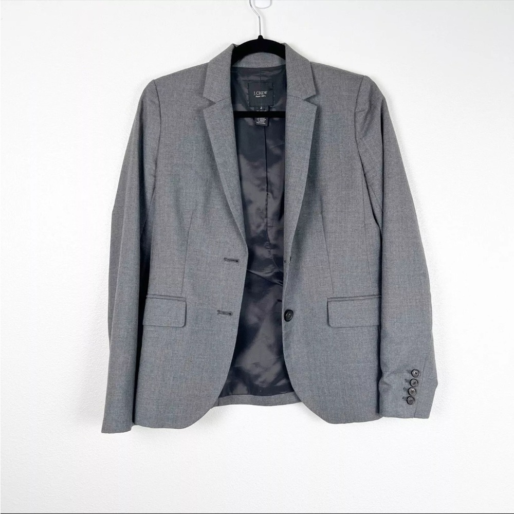 J Crew Super 120’s Women’s Wool Double‎ Button Closure Blazer Gray Sz 2